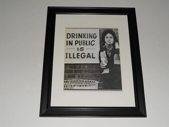 Framed Billy Joel Drinking in Public b/w Promo 1973 print 14"x17"