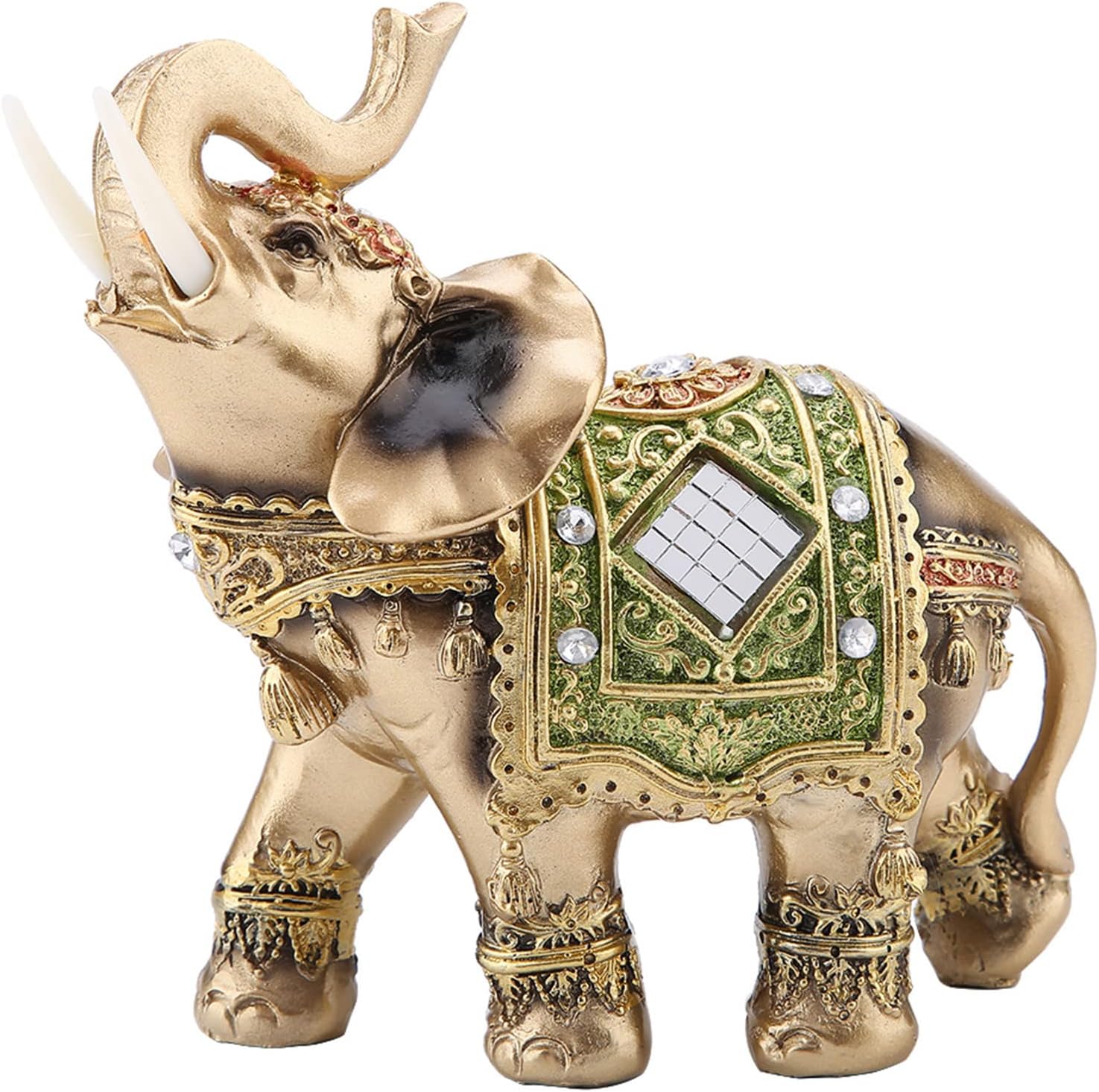 Lucky Wealth Elephant Statue, Elegant Elephant Trunk Feng Shui Elephant Collectible Figurine Sculpture Decoration Statue Wealth Lucky Figurine Home Office DecorM