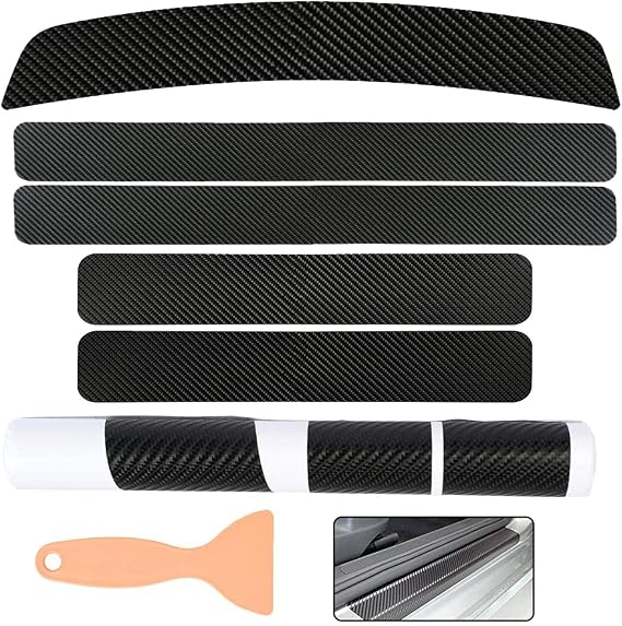 5Pcs Car Door Sill Strips for Porsche Cayenne 2007-2010, Car Scuff Plate Guards, Waterproof Threshold Protector Cover Pack