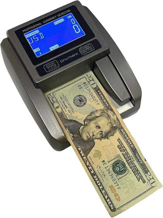 Dri Mark Counterfeit Detector Machine, Five Point Scanner, Automatic Detection in 1 Second, Magnetic, Infrared, Watermark, Color and Size, Compact, Portable and Easy to Use