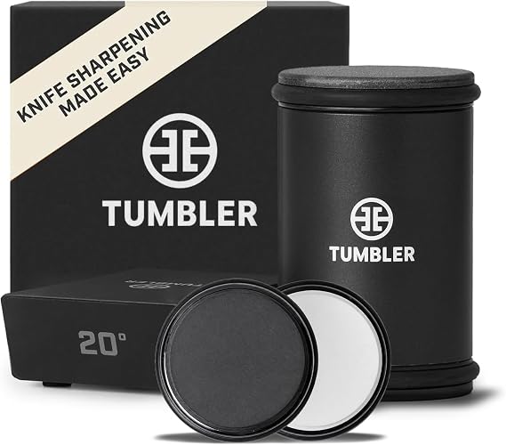 TUMBLER Pro Rolling Knife Sharpener Bundle with Pro Whetstones, Removable Disc System, 3000 & 6000 Grit Corundum Whetstone Discs, Diamond & Ceramic Sharpening Discs, Black