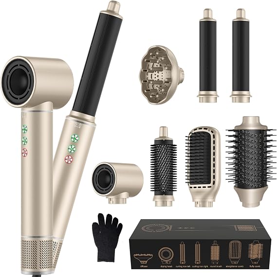Hair Dryer Brush Styler 7 in 1 Hairstyler Pro, Airstyler Curler Hot Air Styler, Upgraded Powerful High Speed Blow Dryer with Auto-Wrap, Round Brush,