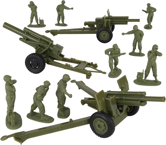BMC CTS WW2 US Howitzer Artillery & Crew 12pc OD Green Plastic Army Men Playset