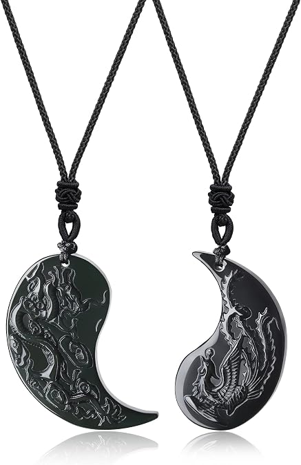 COAI Yin Yang Necklaces Matching Necklaces for Couples, Dragon and Phoenix Pendants