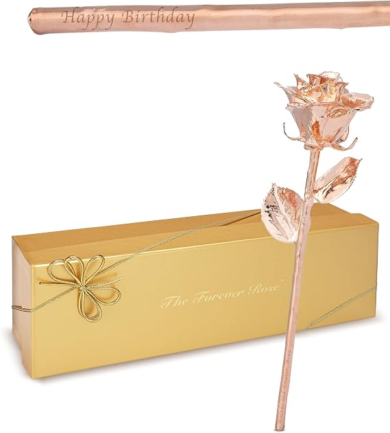 Forever Rose Rose Gold Dipped Rose, Custom Laser Engraved Rose Gold Flower
