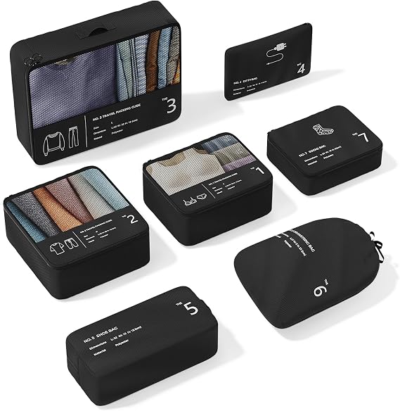 Packing Cubes for Suitcase, 7PCS Travel Luggage Packing Organizers