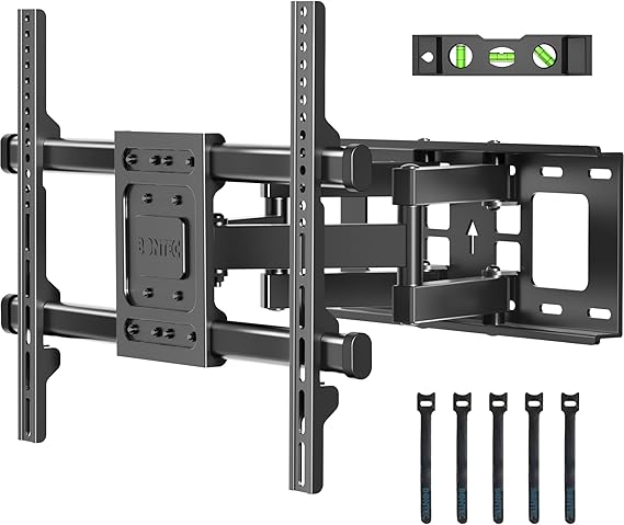 BONTEC TV Wandhalterung für 32-85 Zoll Bildschirme bis zu 60kg Wandhalterung Fernseher Schwenkbar Neigbar Universal TV Halterung für Flach & Curved Fernseher & Monitor Max VESA 600x400mm