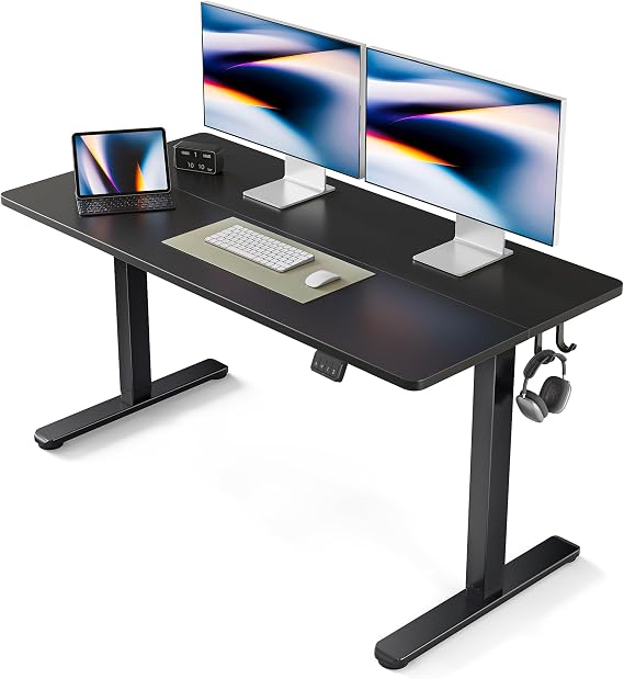FEZIBO Electric Standing Desk, 55 x 24 Inches Height Adjustable Stand up Desk, Sit Stand Home Office Desk, Computer Desk, Black