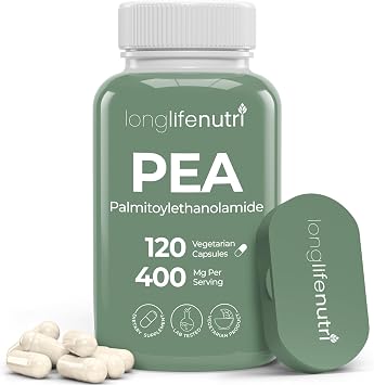 LongLifeNutri Palmitoylethanolamide Pea 400mg - 120 Vegetarian Capsules, Organic Supplement for Discomfort Management, 4-Month Supply, Lab Tested, Made in USA
