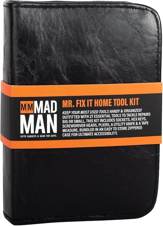 Mad Man Mr. Fix It Home Tool Kit, Black, Men's Accessories Tool Kit
