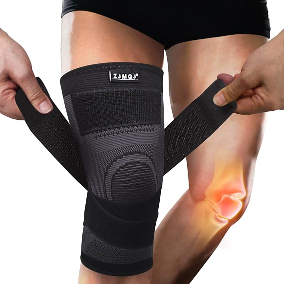Compression Knee Brace for Women & Men, Workout, Sports, Daily Knee Compression Sleeve for Maximum Knee Pain Support & Fast Recovery,1-Pack with Removable Adjustable Straps Knee Brace(XX-Large)