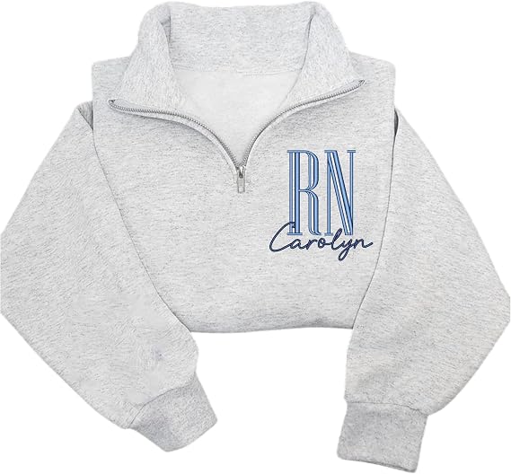 Nani Personalized Nurse Quater Zip Embroidered Sweatshirt, Custom RN CNA ICU MSN, Graduation For Nurse