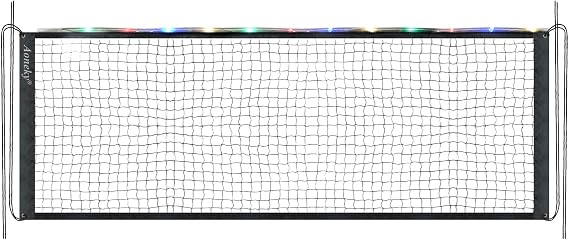 Aoneky 20ft LED Light Up Volleyball Net, Portable Glow in Dark Net for Beach Pool Party, Night Backyard Games, Water Volleyball with 4 Tie Ropes (Poles & Batteries Not Included)