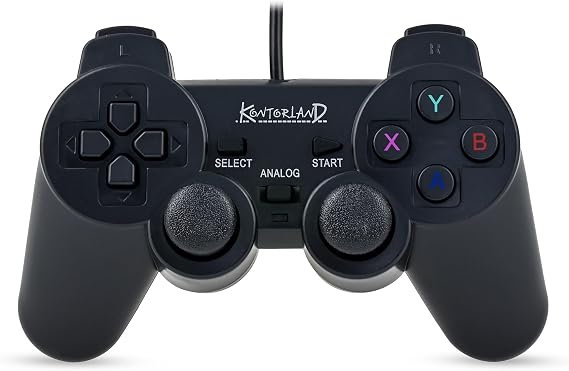 Kontorland Kablolu PC Gamepad – D-Input & X-Input Destekli Çift Titreşimli USB Oyun Kolu (Siyah)