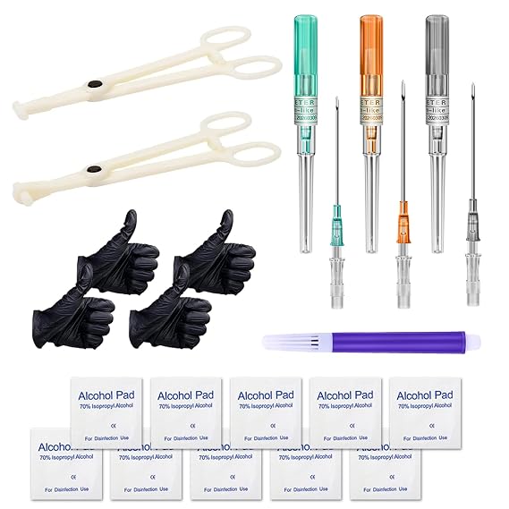 21pcs Body Piercing Kit - Catheter Piercing Needles Piercing Tool Kit