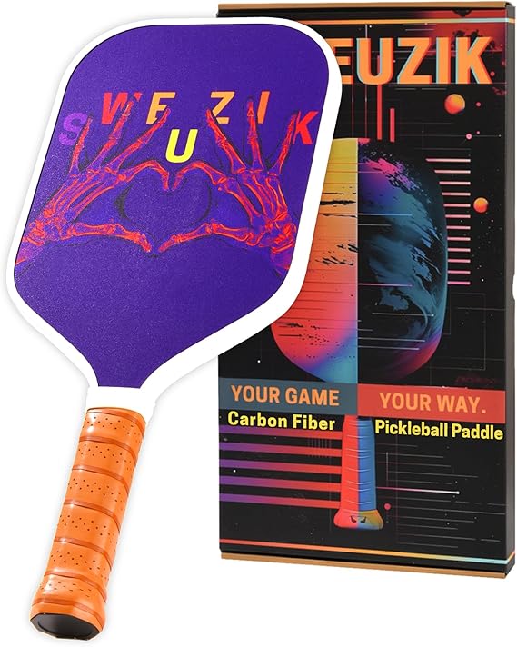 Raw Carbon Fiber Pickleball Paddle, High Performance Matte Surface Stylish Pickle Ball Paddle for Enhanced Spin & Control, 16mm PP Honeycomb Core Pickleball Racket, All Level Players, Pickleball Gifts