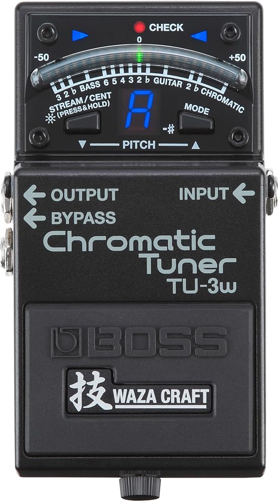 BOSS TU-3W Waza Craft Compact Chromatic Tuner | Enhanced with Waza Innovation & Craftsmanship | Superior Tuning for Guitar and Bass | 21-Segment Blue LED Meter | Accu-Pitch Sign Function | Enhanced with Waza Innovation and Craftsmanship, Superior Tuning for Guitar and Bass, 21-Segment Blue LED Meter