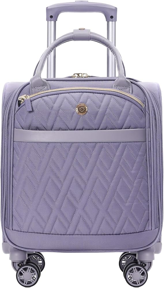 Verage 18x14x8in Underseat Carry On Luggage with Spinner Wheels,Lavender | Personal Item Bag,USB A&C Charging Port,Wet/Dry Compartments for Women