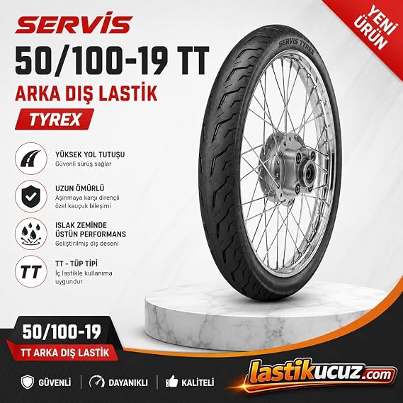 Servis 50/100-19 TT ARKA DIŞ LASTİK (İÇ LASTİK GEREKTİRİR) Motosiklet Lastiği