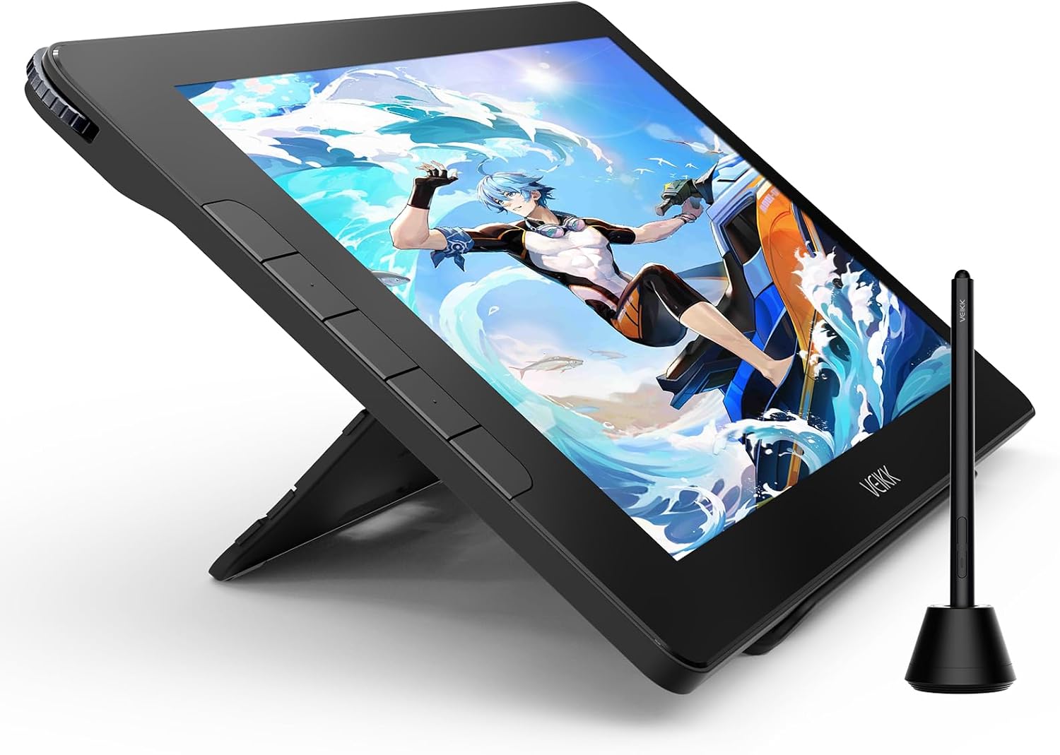 Veikk VK1600 15.6 İnç Full HD IPS Ekranlı Grafik Tablet, 16384 Seviye Basınç, Tam Lamine,%120 sRGB, 2 Adet Pilsiz Kalem, 8 Kısayol Tuşu & Döner Düğme