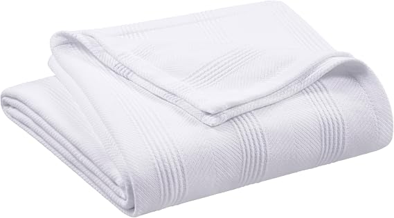 Vellux 100% Cotton Blanket, Twin, 66x90, White