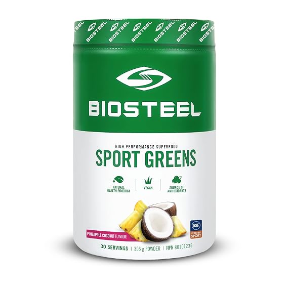 BIOSTEEL Sport Greens Powder, High Performance Superfood Supplement, Non-GMO Formula, Pineapple Coconut, 30 Servings