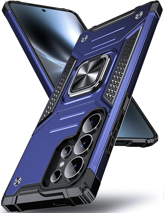 DASFOND Designed for Galaxy S26 Ultra Case with Stand, 360° Rotatable Metal Ring Kickstand Military Grade Impact Resistant Shockproof Protective