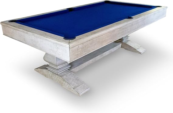 Hathaway Montecito 8ft Pool Table for Game Room Billiard Table with Poly-Coated Non-Slate Playfield, Drop Pockets, Leg Levelers Includes Cues, Pool Balls, Chalk, Triangle, Brush Driftwood Finish