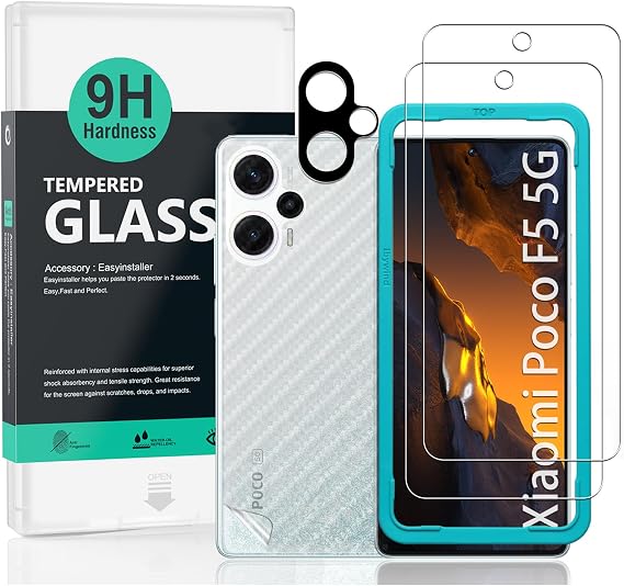 Ibywind Screen Protector for Xiaomi Poco F5 5G(6.67") 2 Pack+1 Pack Camera Len Protector+1 Back Film,9H Tempered Glass,HD,Scratch Resistant,Bubble Free,Easy Install