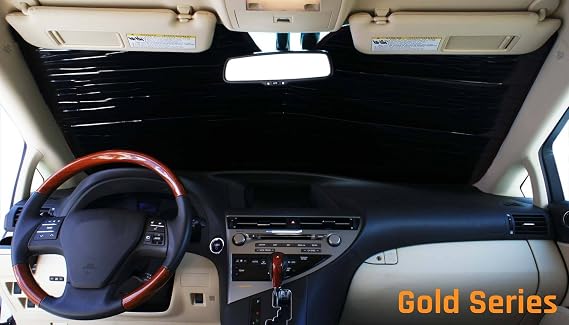 HeatShield, The Original Windshield Sun Shade, Custom-Fit for Toyota Camry Sedan 2007, 2008, 2009, 2010, 2011 Gold Series