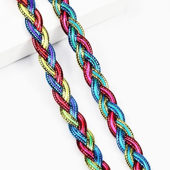Gimp Braid Trim 9.5 Yards 12mm/0.47in Multicolored Braid Trim Fabric Decorative Webbing for All Kinds of Sewn Garments, Curtains,Lampshade, Sofa DIY Sewing and Crafting (Multicolored)