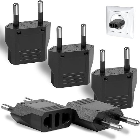 6 Pack US to Europe Plug Adapter, Type C European Travel Adapter, Outlet Wall Power Converter (Black)