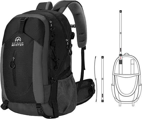 OutdoorMaster 50L Hiking Backpack with High Strength Aluminum Support | Lightweight Travel Daypack with Rain Cover, Waterproof Camping Bag for Men Women