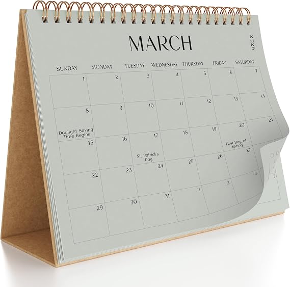 Aesthetic Desk Calendar 2026 - Runs until December 2026 - Flip Calendar | Beautiful Small Flip Desktop Design for Easy Organizing at Home or the Office