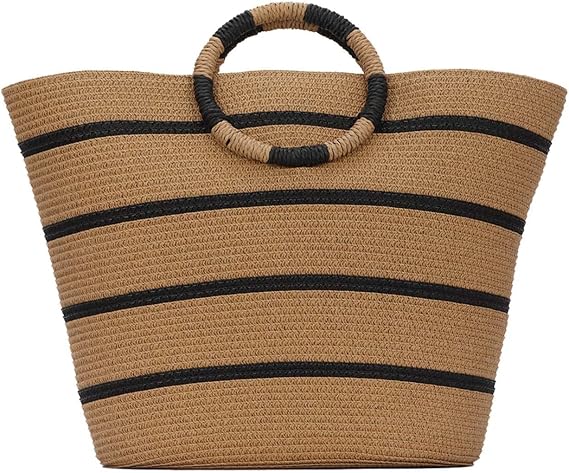 Straw Tote Bag for Women Straw Summer Beach Handbags Rattan Woven Straw Bag