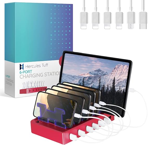Fast Charging Station for Multiple Devices, 6-Port Multi USB Charging Dock