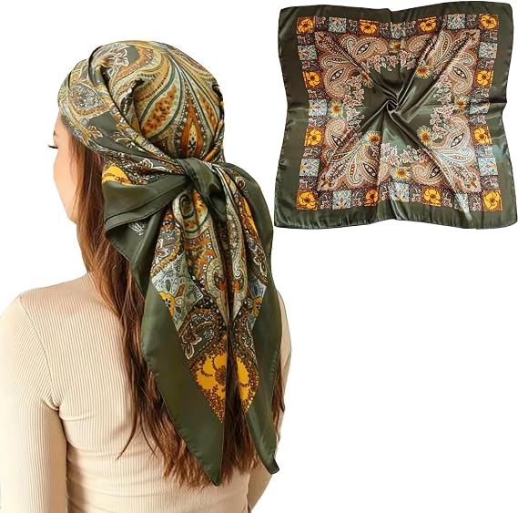 35" Hair Head Scarf Satin Silk Like Scarf for Women Head Wraps Purse Scarf