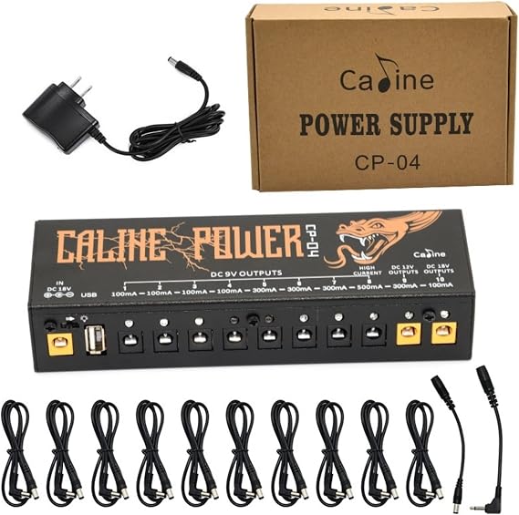 Caline CP-04 Guitar Pedal Power Supply 10 DC Outputs for 9V/12V/18V Effect Pedal