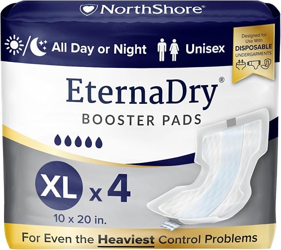 NorthShore EternaDry Booster Pads with Adhesive, X-Large, 4 Count