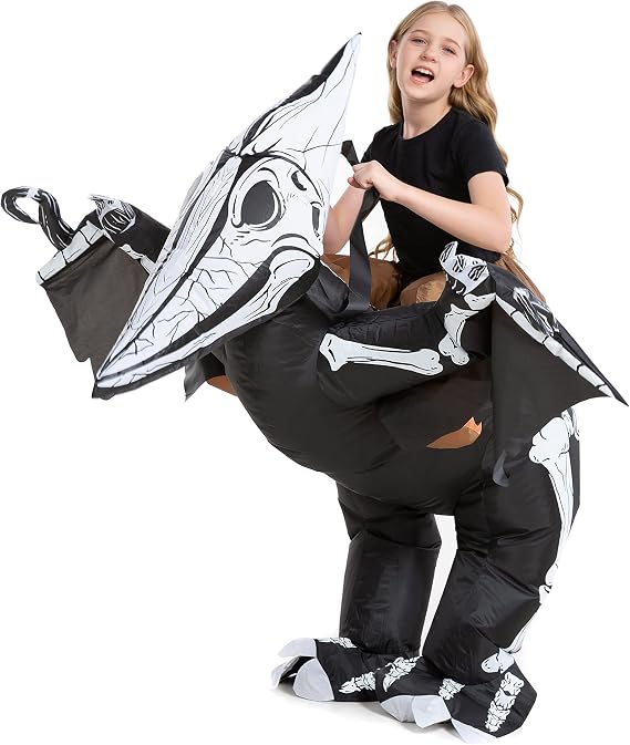 Inflatable Child Skeleton Dinosaur Costume, Ride on Cosplay Boys Girls