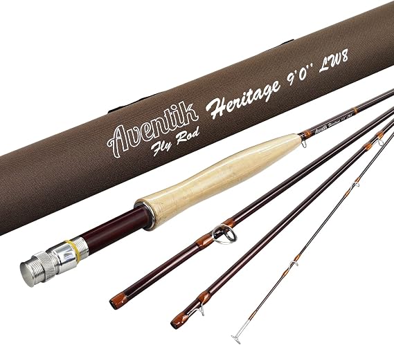 Aventik Heritage Fly Fishing Rod with Rod Tube | Medium fast action 7/8/9ft; Fits 4/5/6/7/8wt; IM8 carbon blank; US ALPS components