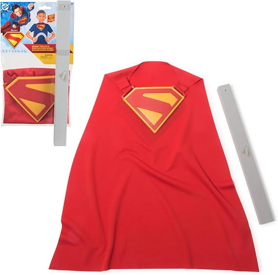DC Comics, SUPERMAN Power Cape Set, Super Heroes Halloween Costume for Kids with Iconic Chest Plate for Ages 4 and Up
