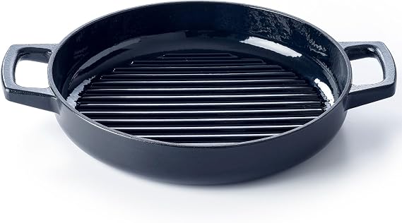 Alva Nori 11-inch Enameled Cast Iron Grill Pan, Oven and Induction Safe