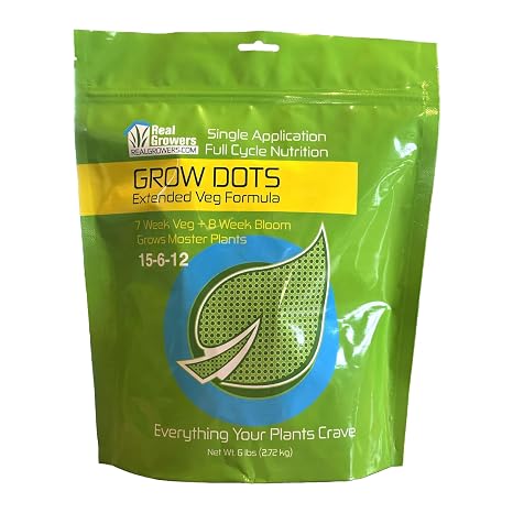 Real Growers Grow Dots Extended Veg Plant Food, Single-Application, Programmed-Release Plant Nutrient Fertilizer 6lb