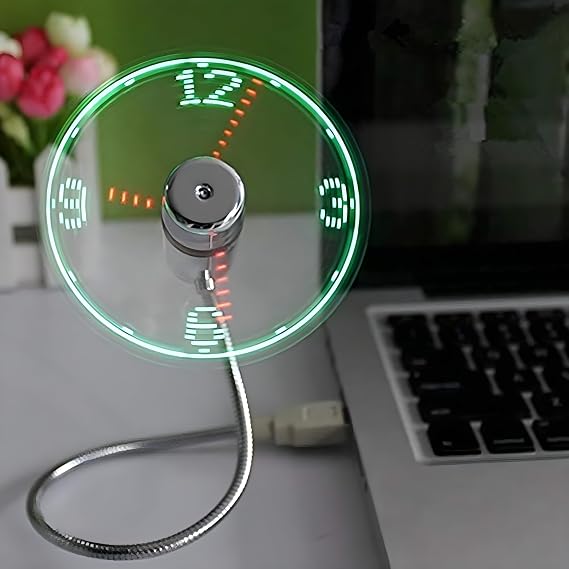 LED USB Clock Fan with Real Time Display Function,Stocking Stuffers for Men Christmas Gadgets,Father's Day Gifts,