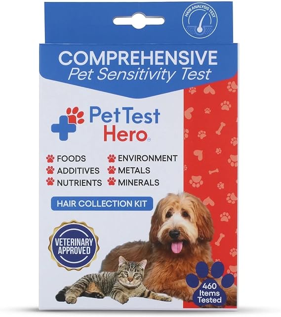 Better Life Science Pet Food & Environmental Sensitivity Hair Sample Testing Kit Over 460 Items Tested at-Home Non-Invasive Collection for Dogs & Cats Informational Report for Pet Owners