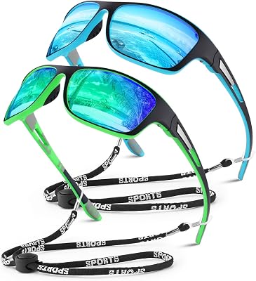 Polarized Sports Sunglasses for Men Women,Fishing Driving Rectangular Goggles UV400 Protection