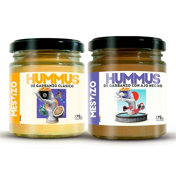 THEARG THE ARG | Pack Chickpeas Hummus Classic + Hummus with Black Garlic | for Chips Crackers Bread and More | Natural Healthy Snacks