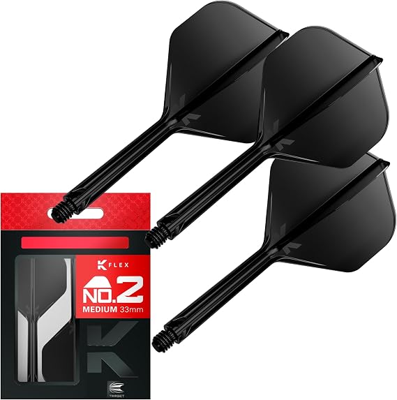 Target Darts K Flex Integrated Dart Flights And Shafts, No.2 | Pack Of 3 K-Flex - No2, Kflex All In One Moulded Dart Flight & Stem Lengths: Short, Intermediate & Medium | Professional Dart Accessories