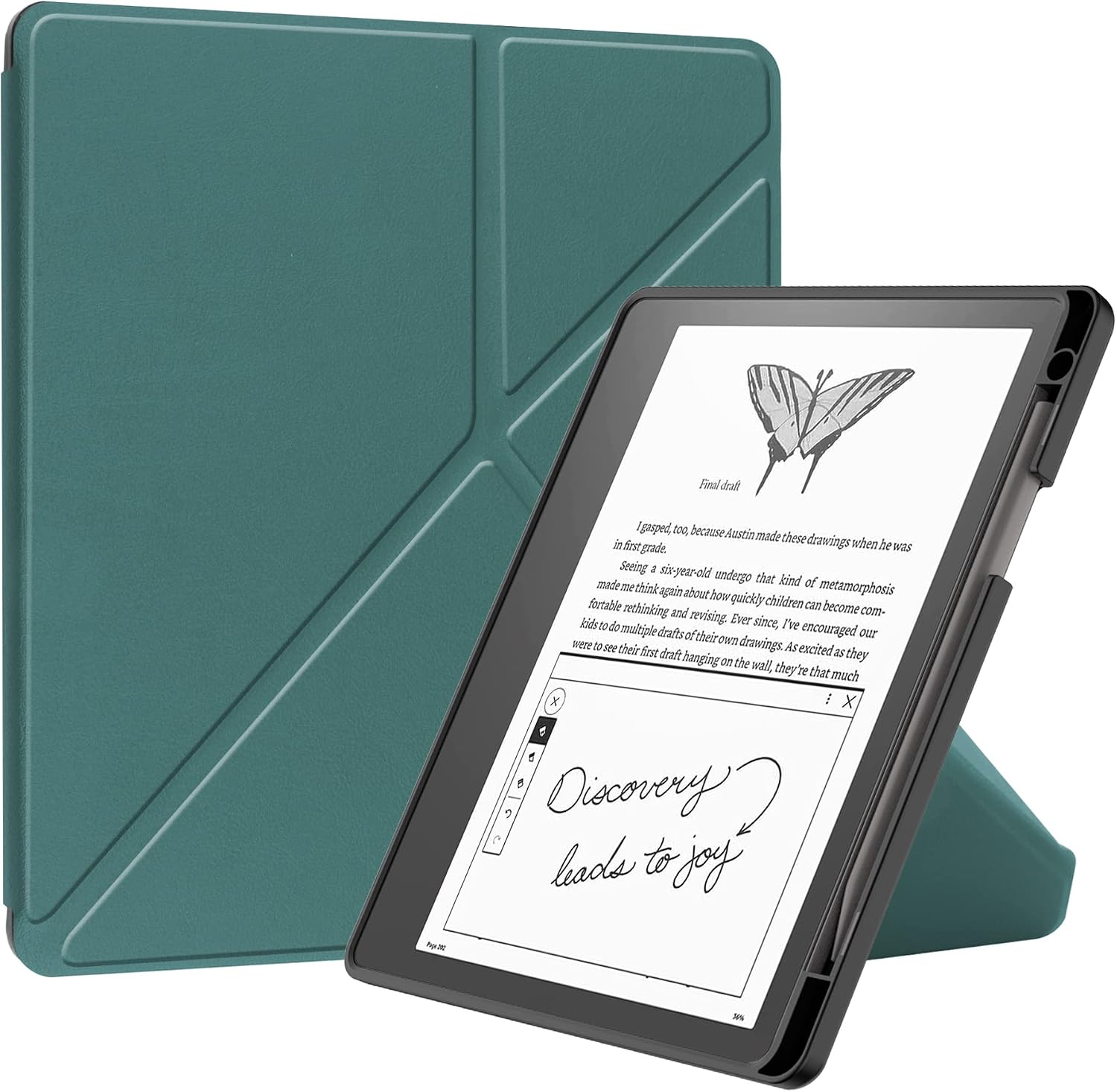 PCATECKindle Scribe ケース 10.2インチ カバー ペンシル収納 薄型 軽量型 PUレザーケース シンプル 手帳型 グリーン